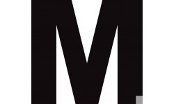 Lettre M noir sur fond blanc (20x23.4cm) - Sticker/autocollant